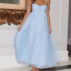 Tulle Midi Blue Dress